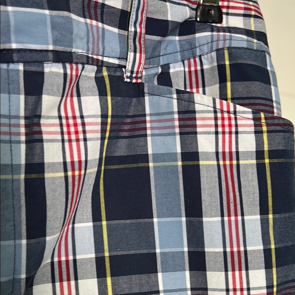 Chaps Size 12 Blue and White Plaid Pencil Skirt with Belt - Picture 3 of 10